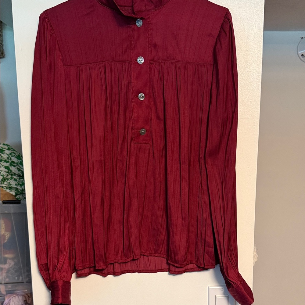 Anthropologie Red Blouse